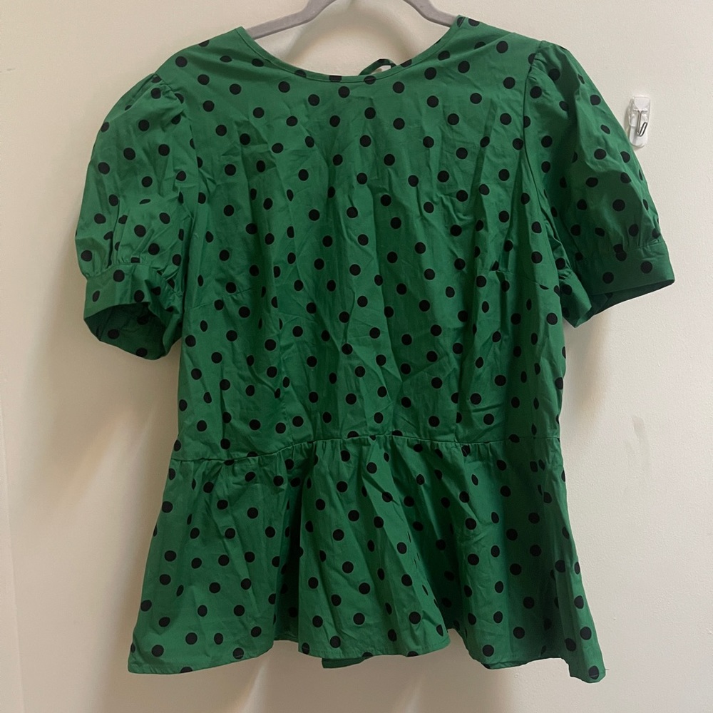 Who What Wear Green Peplum Top